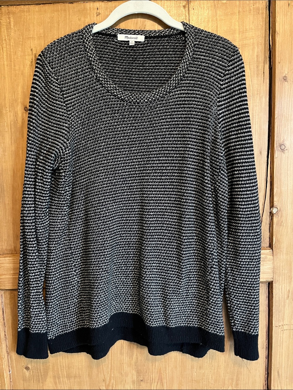 Madewell Black & White Scoop Neck Swing Knit Sweater
